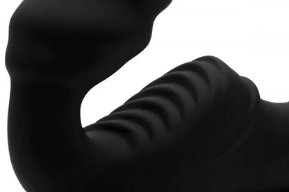 10X Vibrating Silicone Strapless Strap-on - Black  Strap-Ons and Harnesses