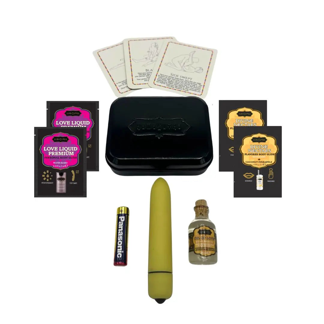 WEEKENDER KIT VIBE Coconut Pineapple Includes: Oil of Love, Reusable 10 speed mini vibe, Massage Oil, Love Liquid and Erotic Playcards  Gift Sets