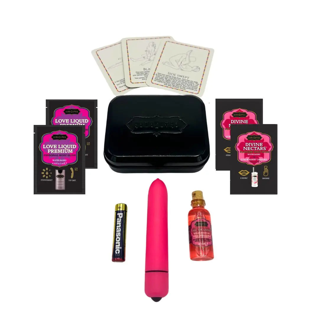 WEEKENDER KIT VIBE Strawberry Dreams Includes: Oil of Love, Reusable 10 speed mini vibe, Massage Oil, Love Liquid and Erotic Playcards  Gift Sets