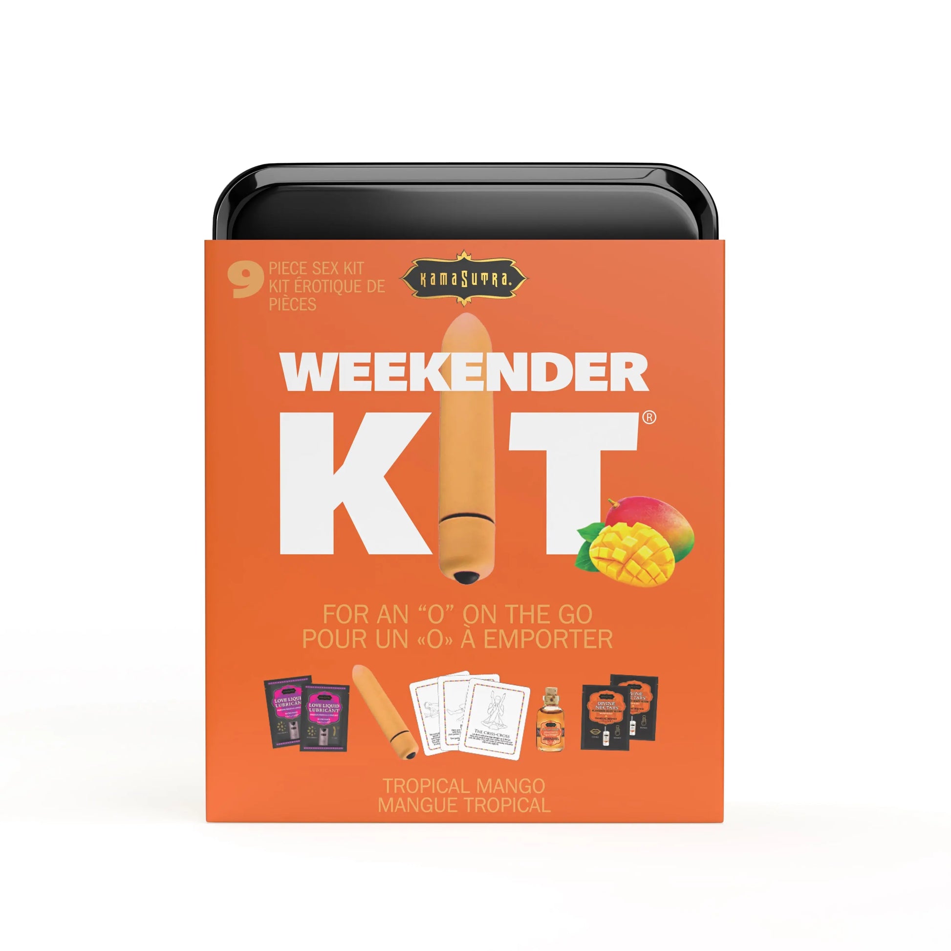 WEEKENDER KIT VIBE Tropical Mango Includes: Oil of Love, Reusable 10 speed mini vibe, Massage Oil, Love Liquid and Erotic Playcards  Gift Sets