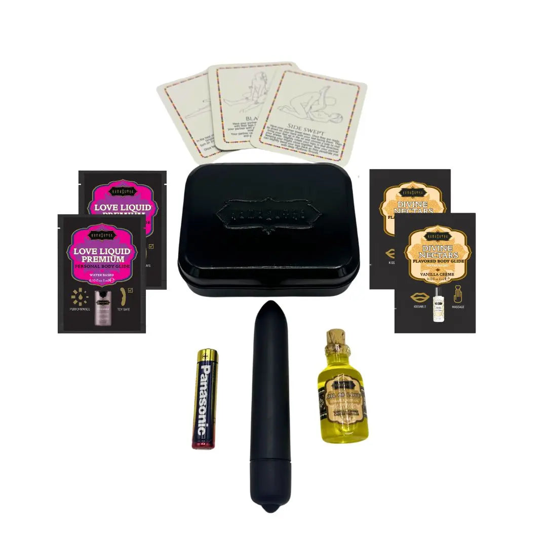 WEEKENDER KIT VIBE  Vanilla Includes: Oil of Love, Reusable 10 speed mini vibe, Massage Oil, Love Liquid and Erotic Playcards  Gift Sets