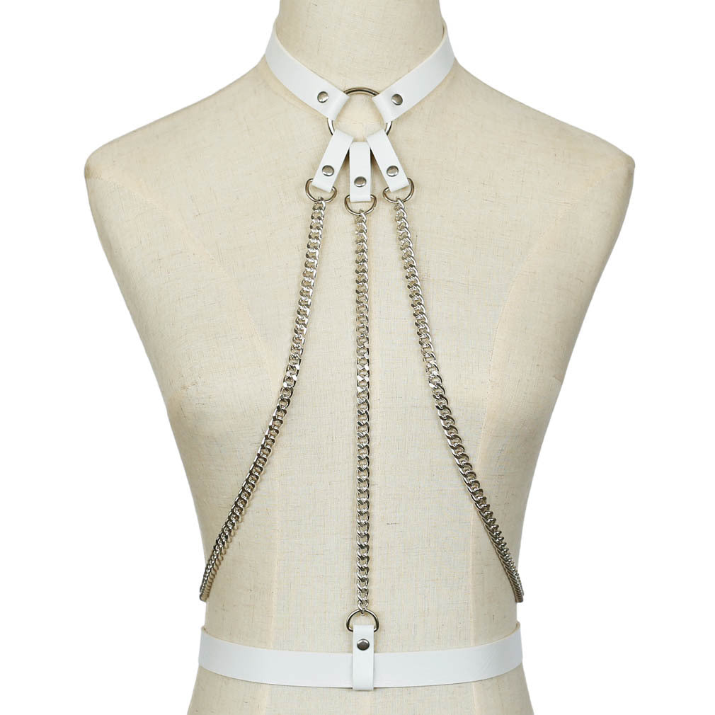 PU Leather Collar with Waist Chain 