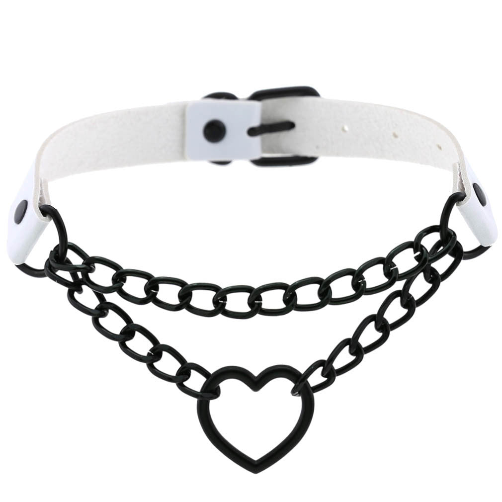 Women's Black Heart Chain Necklace Day Collar 