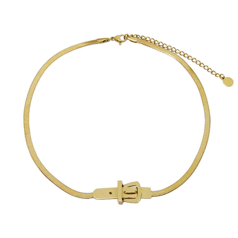 Gold Serpent Buckle Necklace