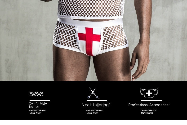 Men's Erotic Netting White Doctor Uniform 