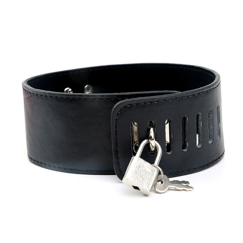 Lockable Sub Collar Vegan Leather Bondage Collar 