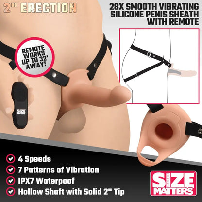 2 Inch Erection 28X Smooth Vibrating Silicone Penis Sheath with Remote - Light  Penis Extenders and Sleeves