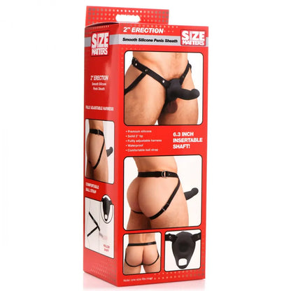 2 Inch Erection Smooth Silicone Penis Sheath Penis Sleeve - Black  Penis Extenders and Sleeves