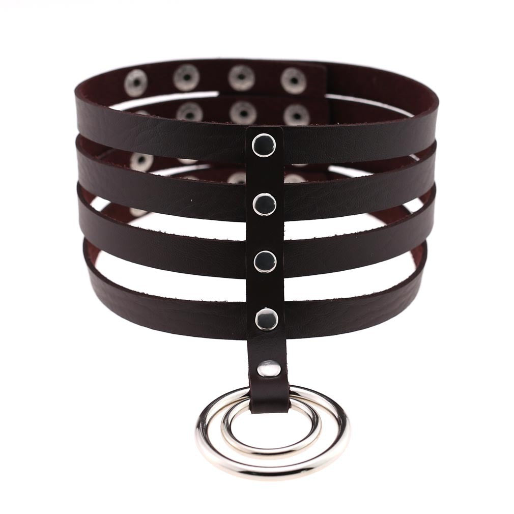 Exaggerated Harajuku Style PU Leather BDSM Collar 