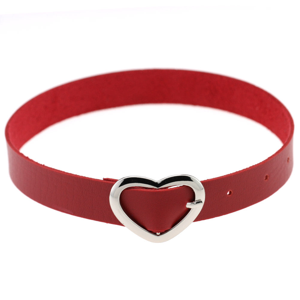 Heart Buckle Leather Submissive BDSM Collar 