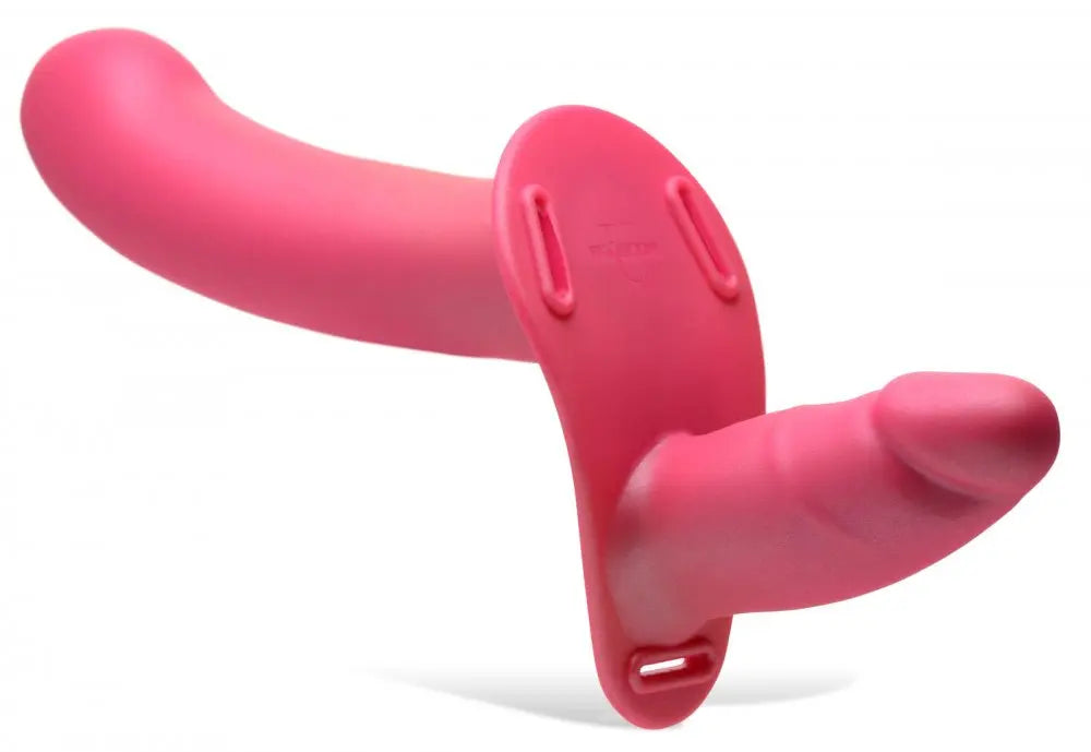 28X Double Diva 1.5 Inch Double Dildo with Harness and Remote Control - Pink  Strap-Ons and Harnesses