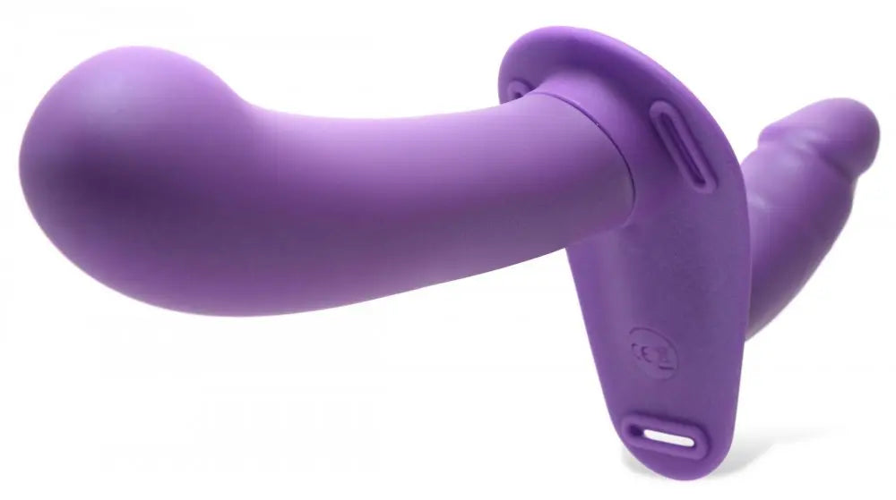 28X Double Diva 2 Inch Double Dildo with Harness and Remote Control - Purple  Strap-Ons and Harnesses