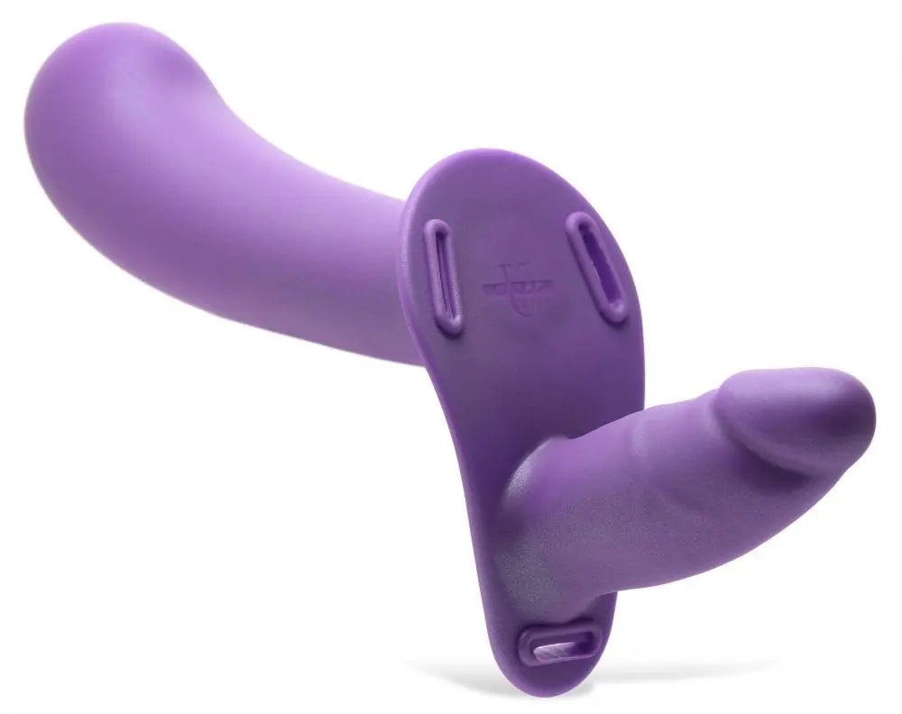 28X Double Diva 2 Inch Double Dildo with Harness and Remote Control - Purple  Strap-Ons and Harnesses