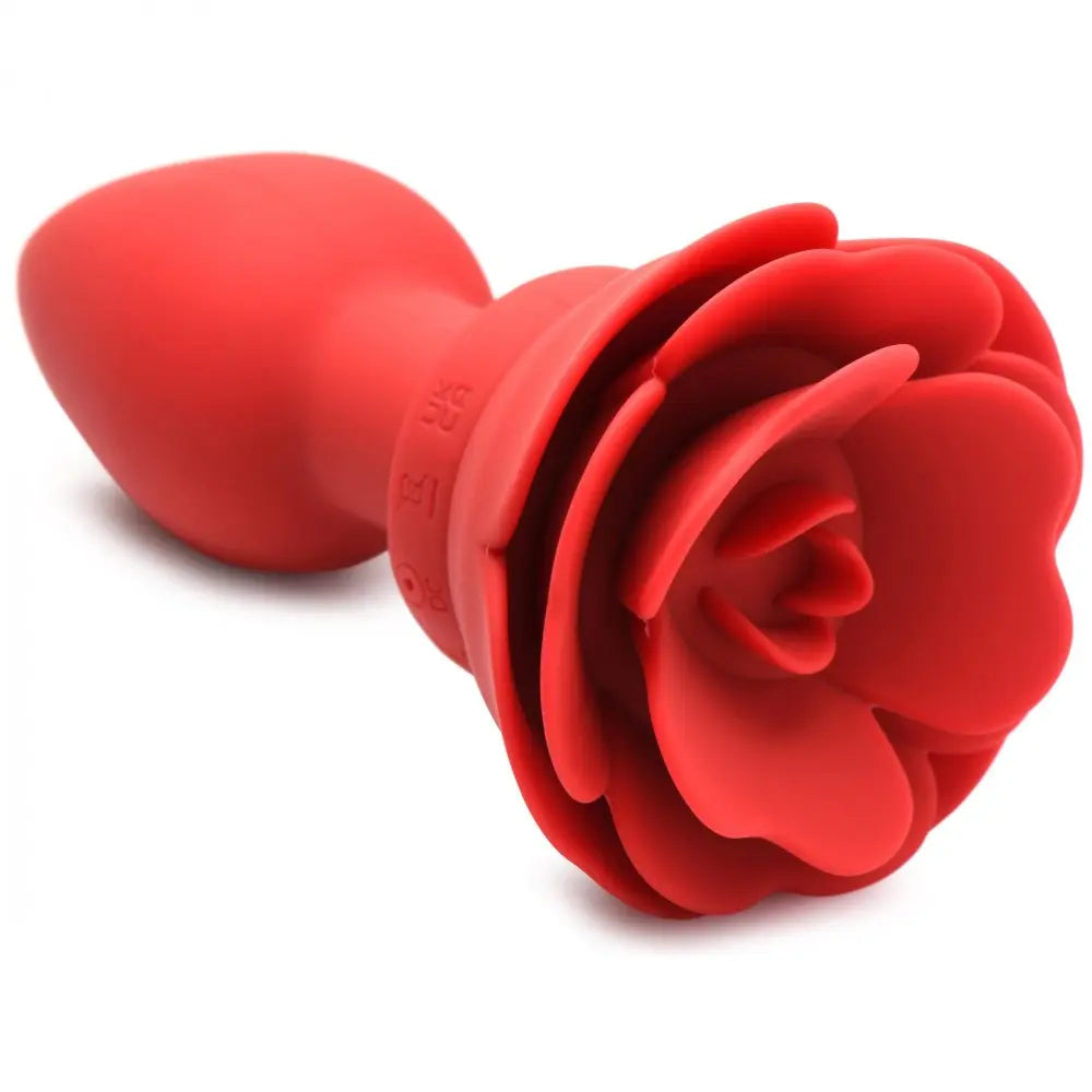 28X Silicone Vibrating Rose Anal Plug with Remote - Large  Anal Plug Sex Toy