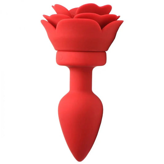 28X Silicone Vibrating Rose Anal Plug with Remote - Medium  Anal Plug Sex Toy