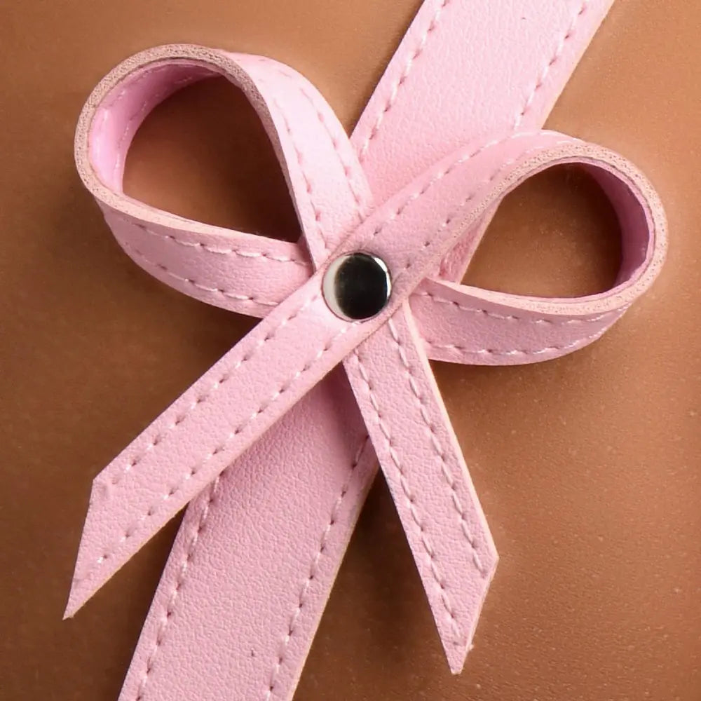 DDLG Pink Bondage Thigh Harness with Bows - XL/2XL  Luxury Leather