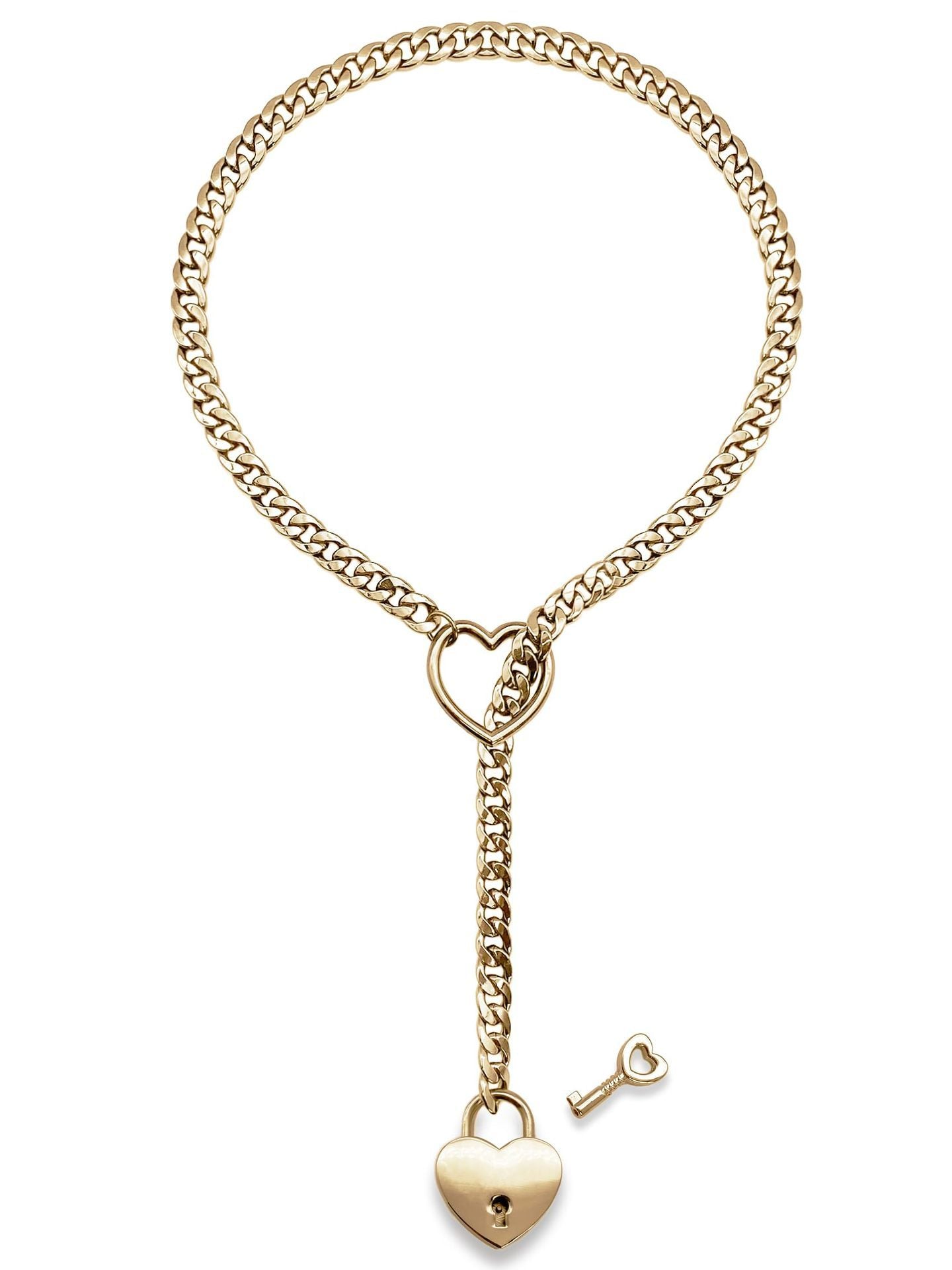 Slip Chain Day Collar Necklace with Heart O-Ring Lock and Key  Jewelry