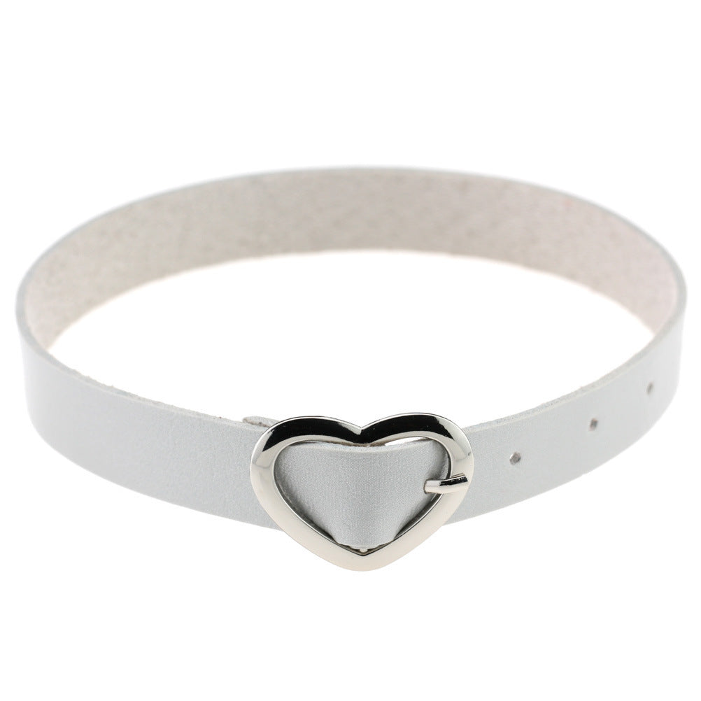 Heart Buckle Leather Submissive BDSM Collar 