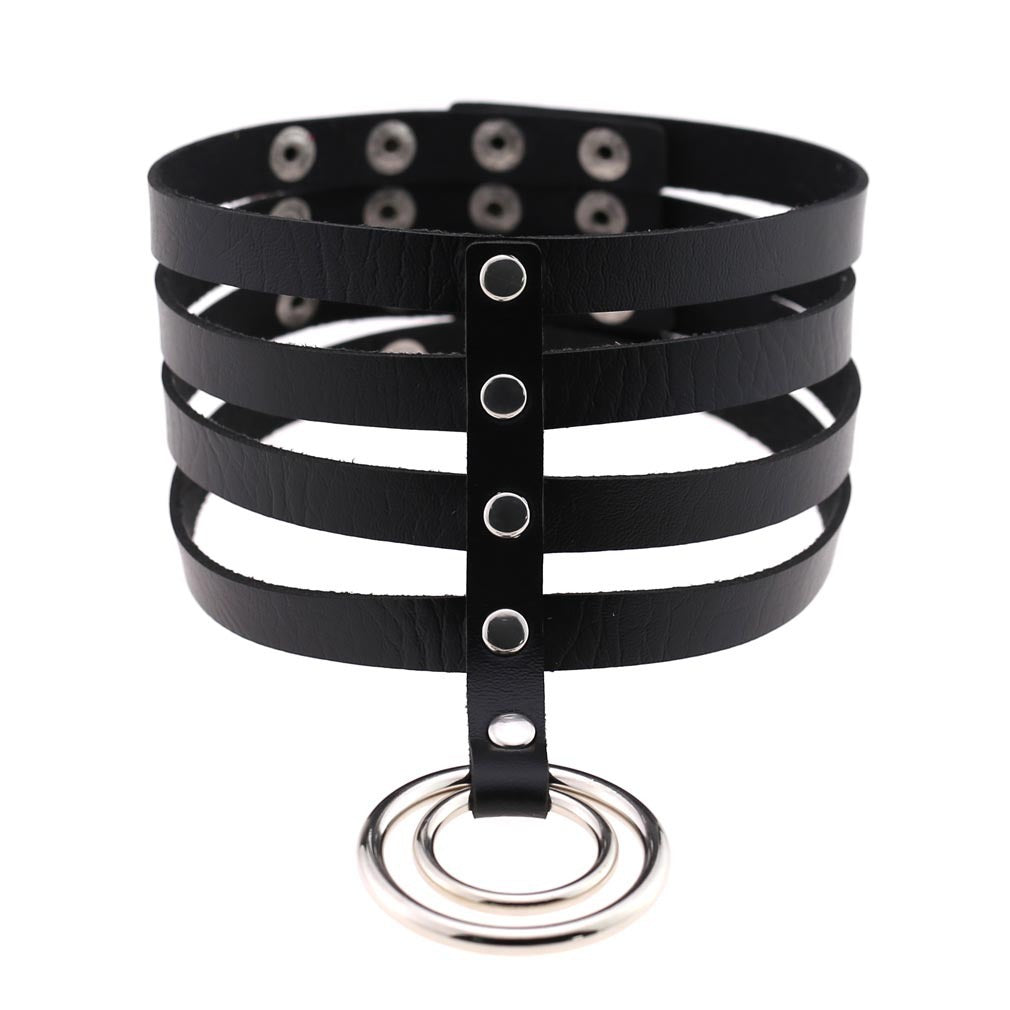 Exaggerated Harajuku Style PU Leather BDSM Collar 