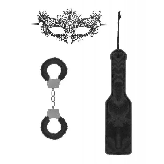 3-Piece Introductory BDSM Beginner Bondage Kit Black Bondage Mask, Spanking Paddle, Sex Handcuffs  Bondage Kits