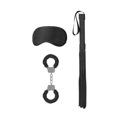 3-Piece Introductory Bondage Kit Black Sex Handcuffs, BDSM Blindfold and Flogger  Bondage Kits