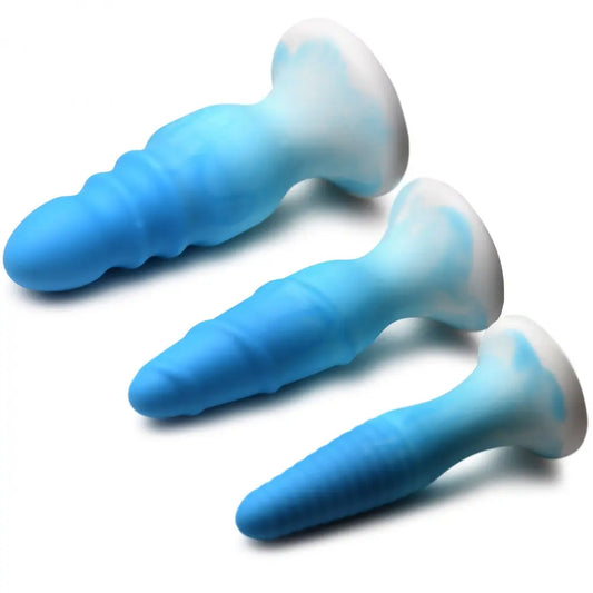 3 Piece Silicone Butt Plug Set - Blue Anal Training Set  Anal Plug Sex Toy