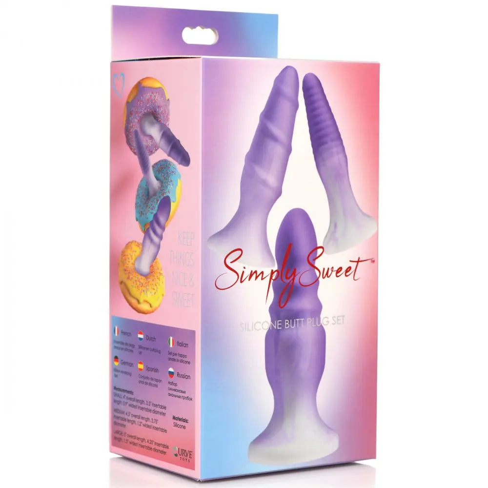 3 Piece Silicone Butt Plug Set - Purple Body Safe Stretching Anal Plug Sex Toys  Anal Plug Sex Toy