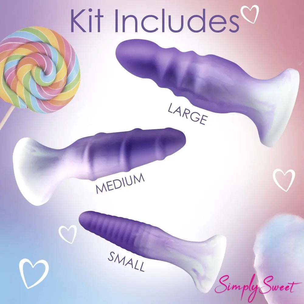 3 Piece Silicone Butt Plug Set - Purple Body Safe Stretching Anal Plug Sex Toys  Anal Plug Sex Toy