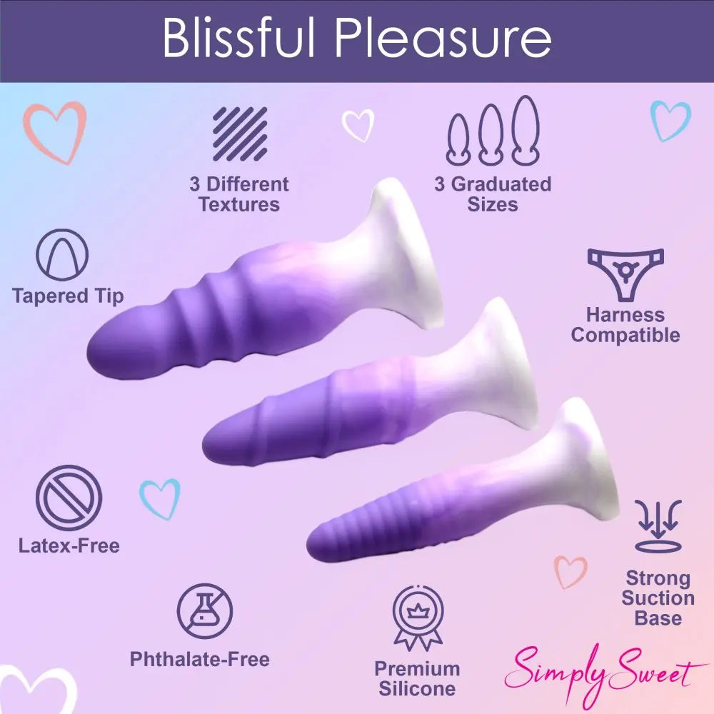 3 Piece Silicone Butt Plug Set - Purple Body Safe Stretching Anal Plug Sex Toys  Anal Plug Sex Toy