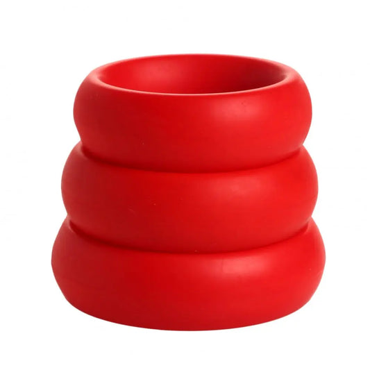 3 Piece Silicone Cock Ring Set - Red  Cock Rings