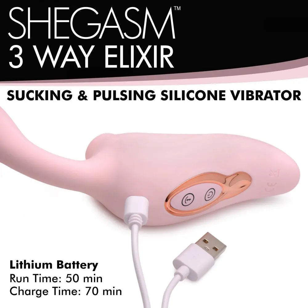 3 Way Elixir Sucking and Pulsing Vibrator  Vibrating Toys