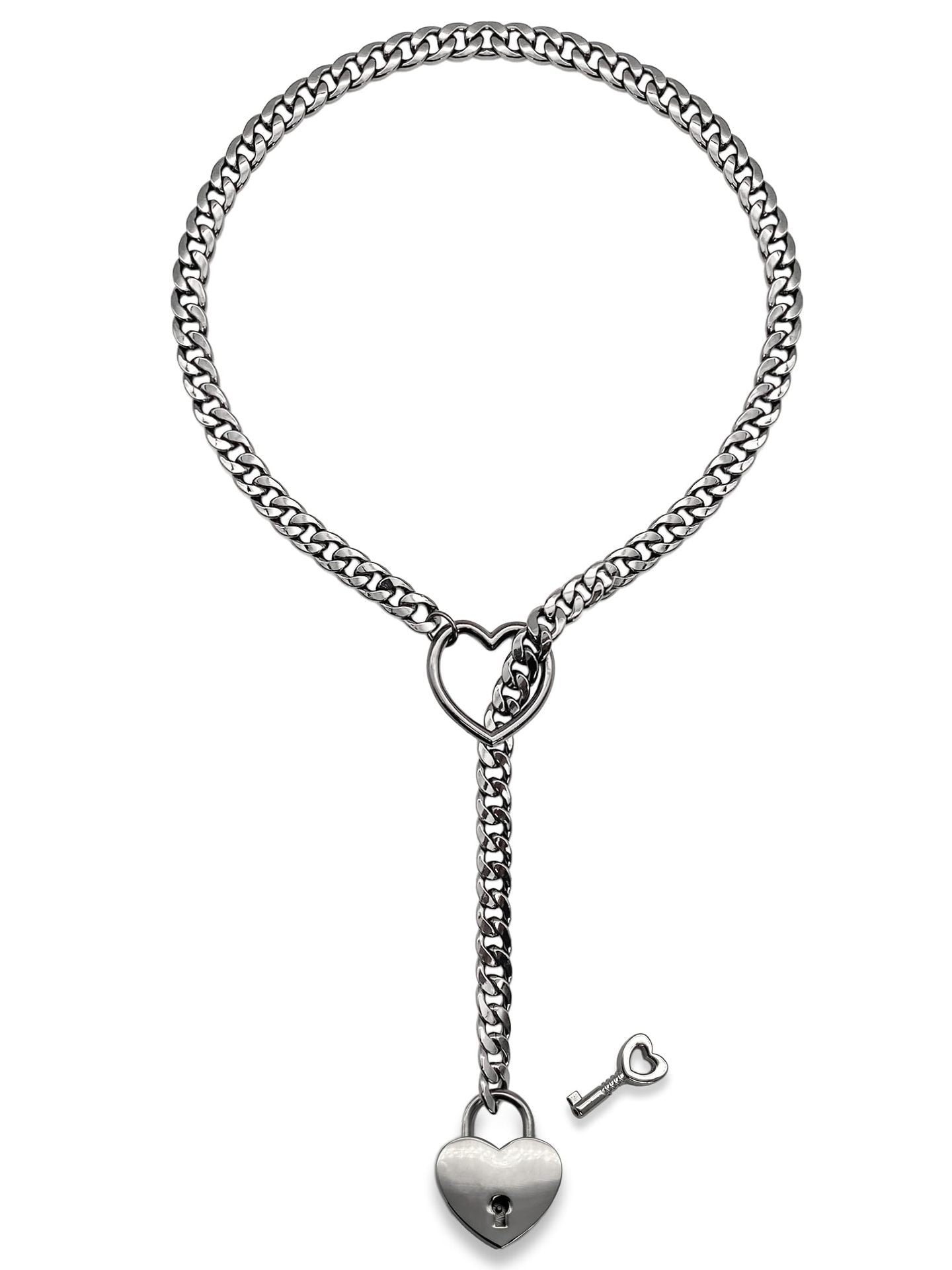 Slip Chain Day Collar Necklace with Heart O-Ring Lock and Key  Jewelry