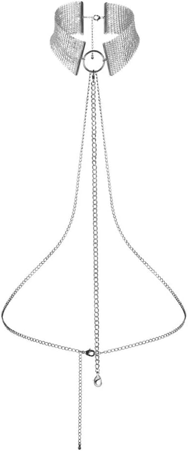 BDSM Collar Bijoux Indiscrets Desir Metallique Mesh Collar Silver with Belly Chain