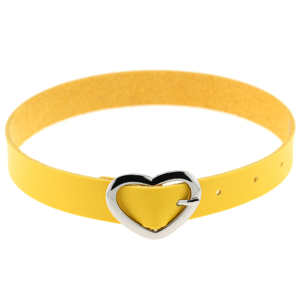 Heart Buckle Leather Submissive BDSM Collar 