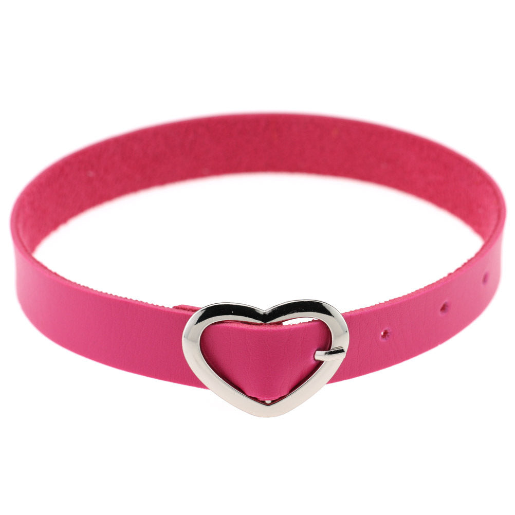 Heart Buckle Leather Submissive BDSM Collar 