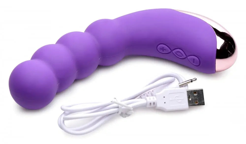 50X Silicone Beaded Vibrator - Purple  Vibrating Toys