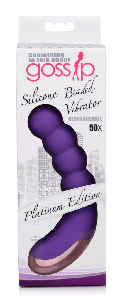 50X Silicone Beaded Vibrator - Purple  Curved Dildo