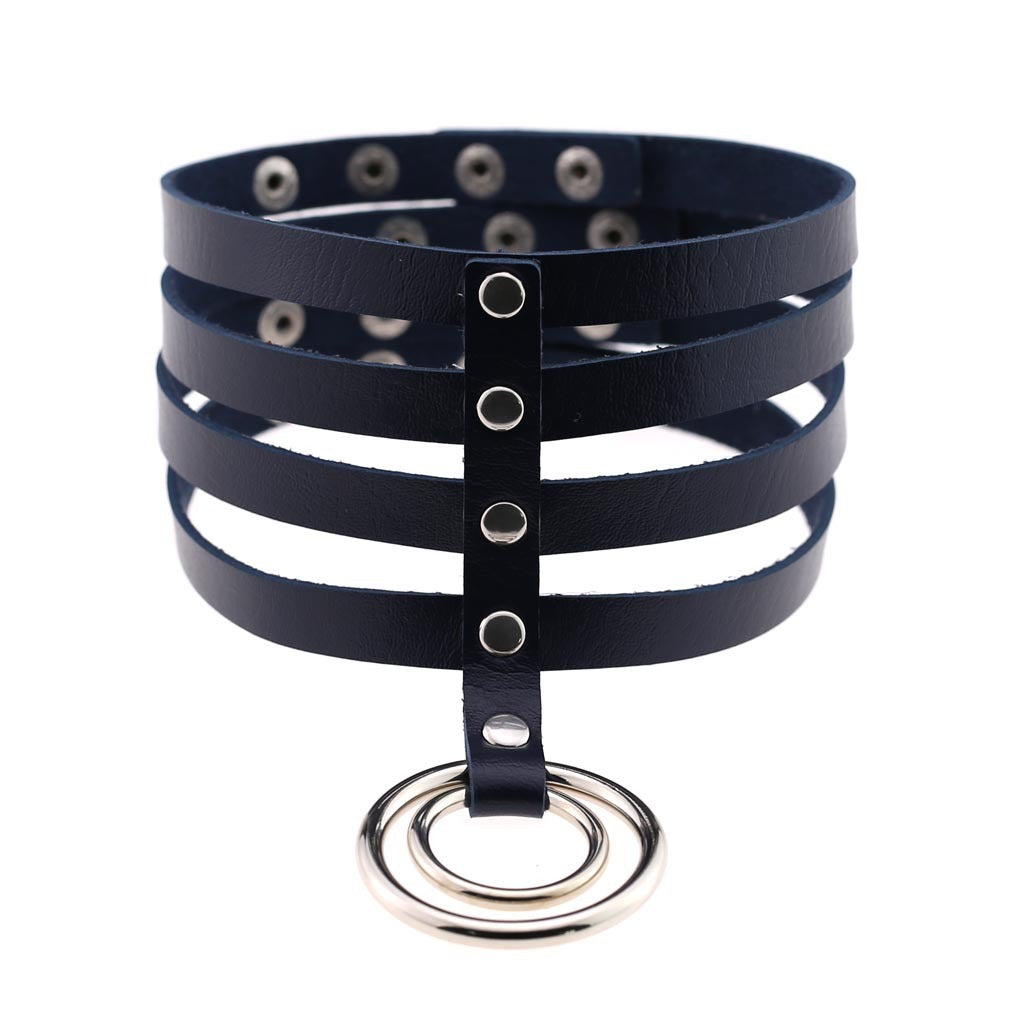 Exaggerated Harajuku Style PU Leather BDSM Collar 