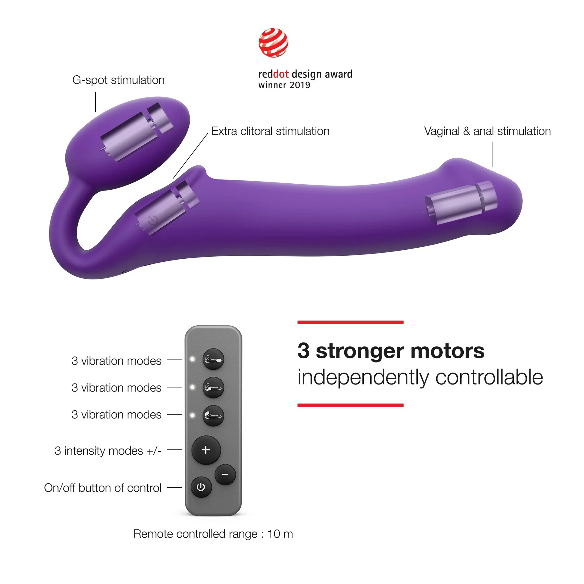 VIBRATING BENDABLE STRAP-ON - M - PURPLE 