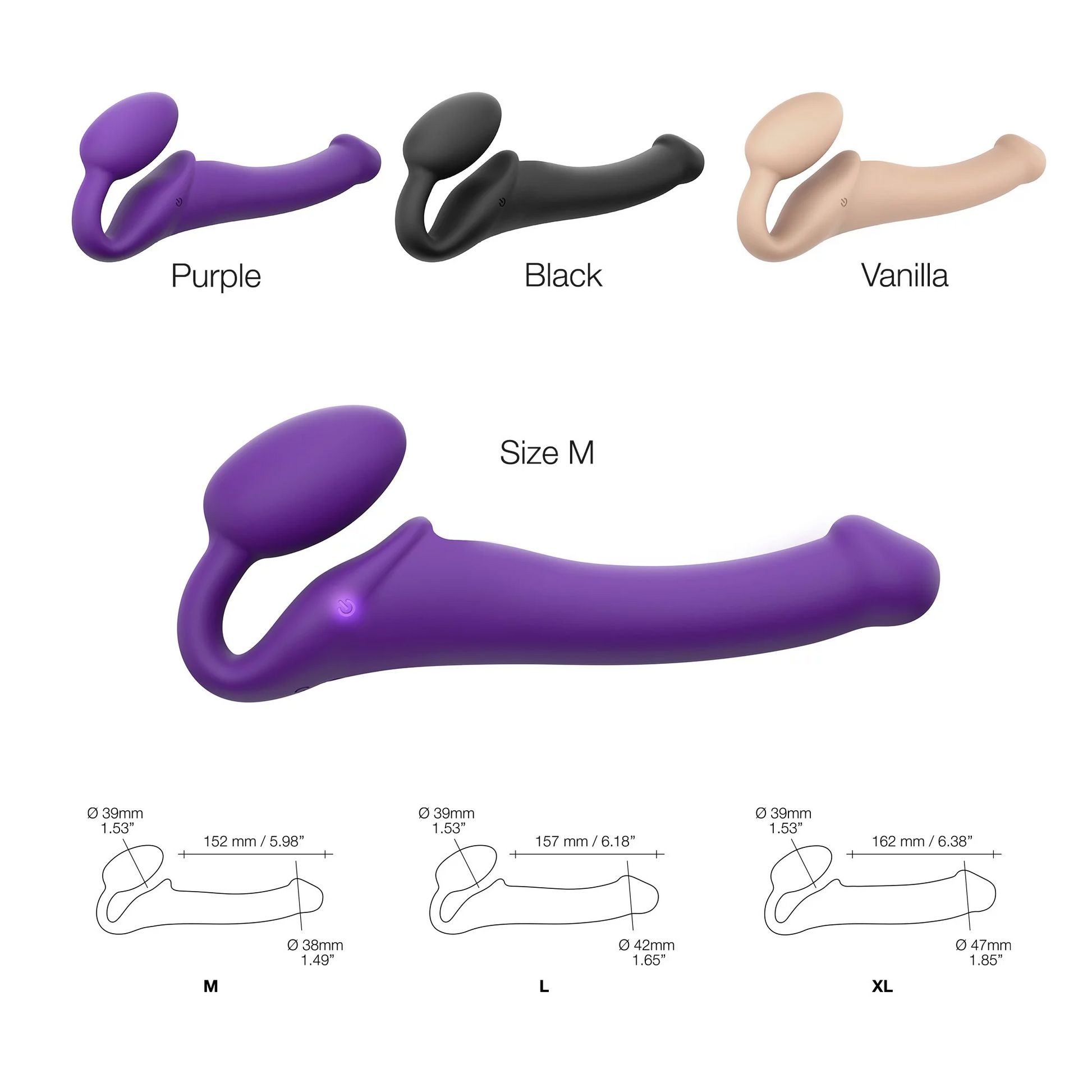 VIBRATING BENDABLE STRAP-ON - M - PURPLE 