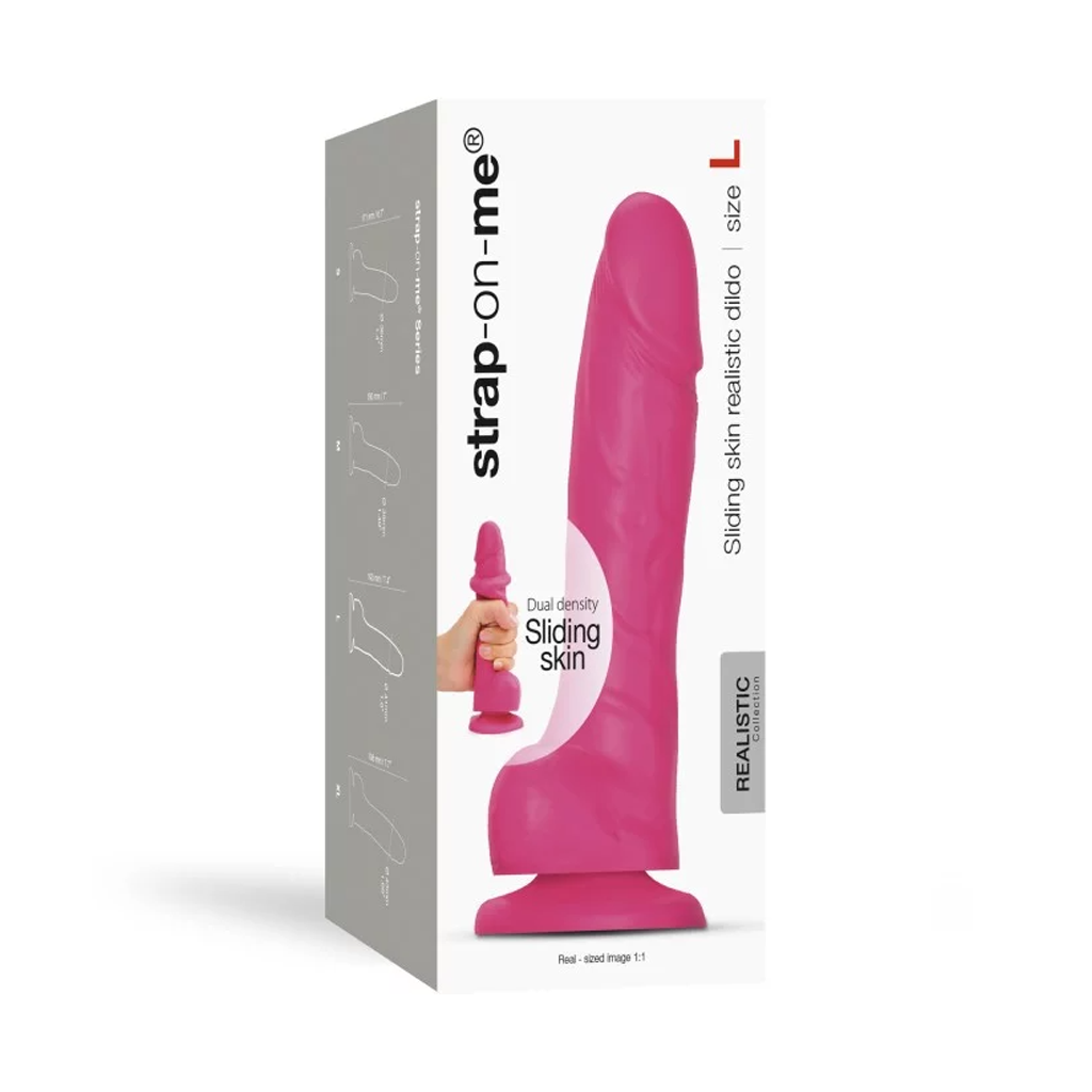 SLIDING SKIN REALISTIC DILDO FUCHSIA - L 