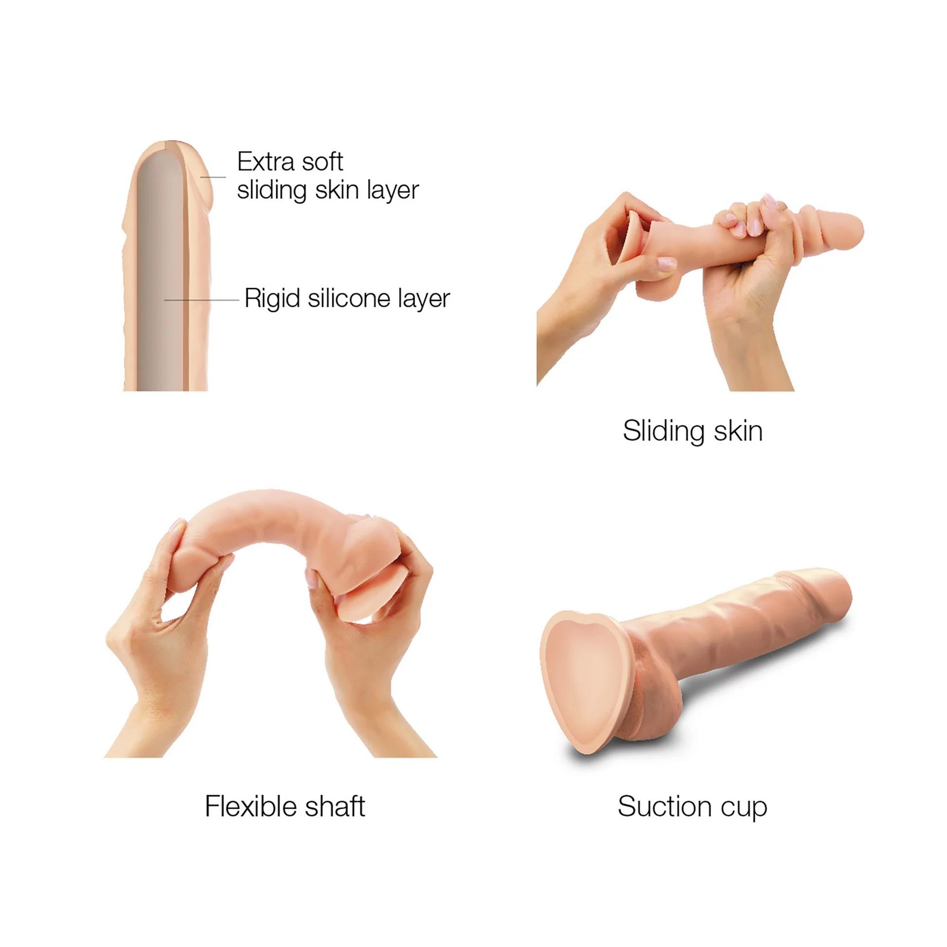 SLIDING SKIN REALISTIC DILDO VANILLA XXL 