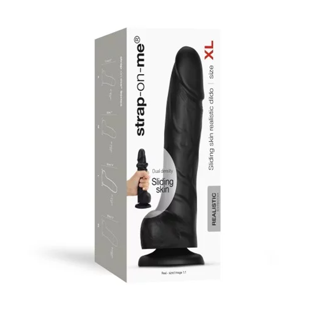 SLIDING SKIN REALISTIC DILDO BLACK- XL 