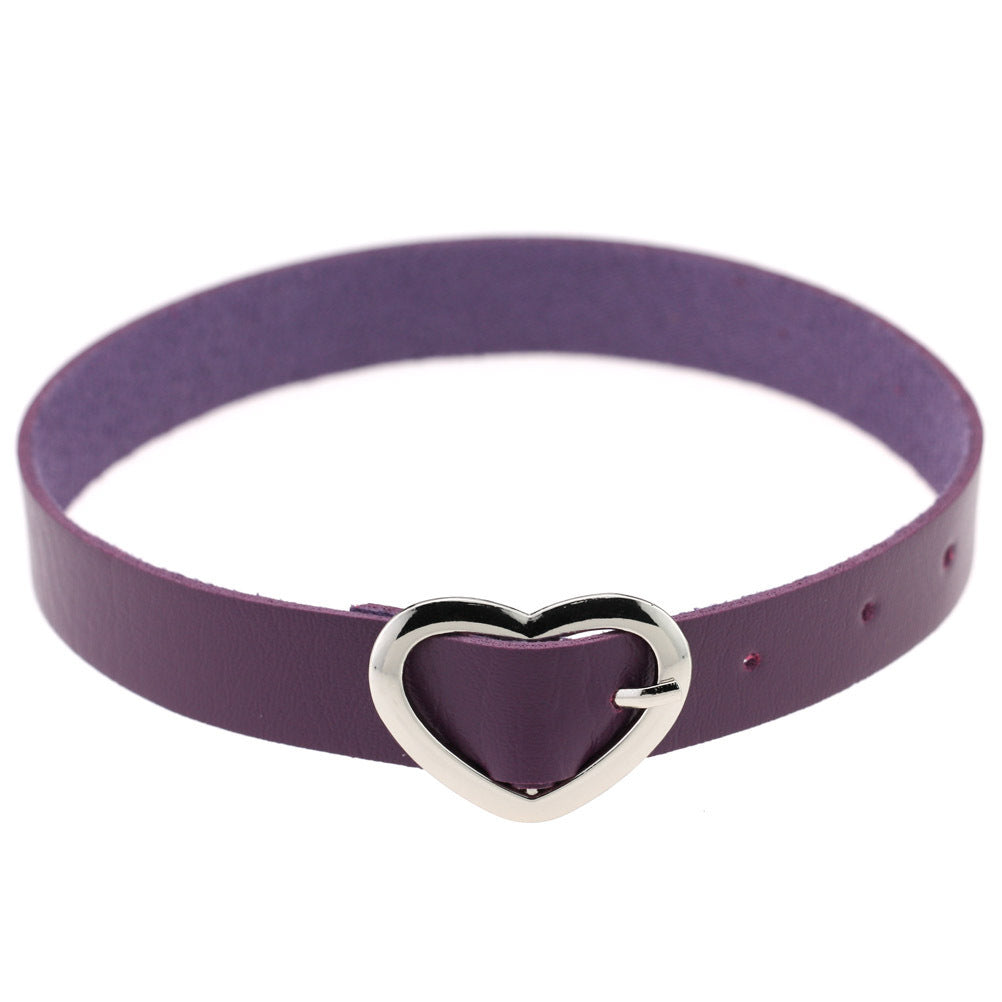 Heart Buckle Leather Submissive BDSM Collar 