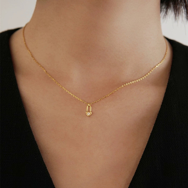 Gleam 14K Gold-Plated Lock Head Choker Necklace