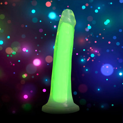 7 Inch Glow-in-the-Dark Silicone Dildo - Green  Suction Cup Dildos