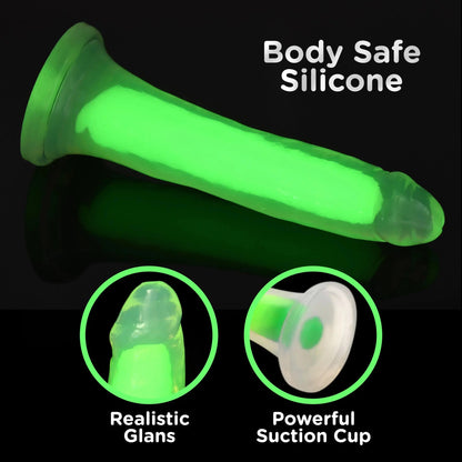 7 Inch Glow-in-the-Dark Silicone Dildo - Green  Suction Cup Dildos