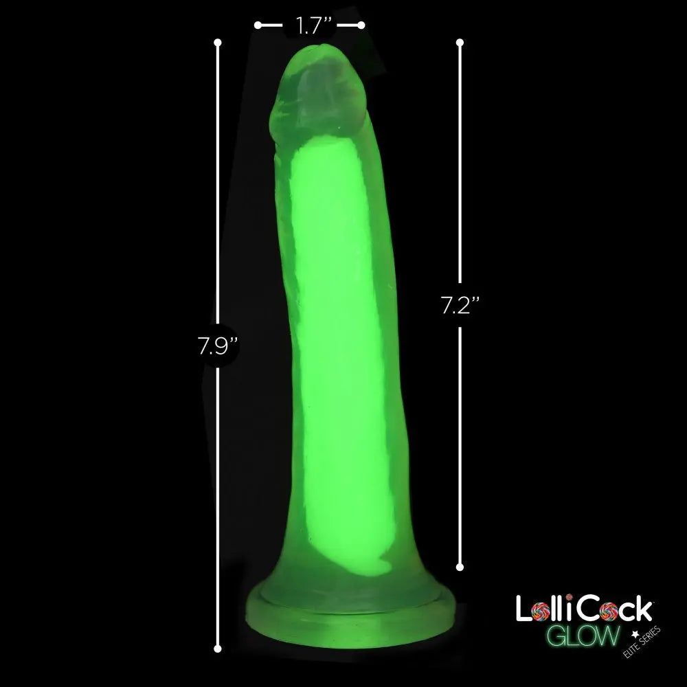 7 Inch Glow-in-the-Dark Silicone Dildo - Green  Suction Cup Dildos