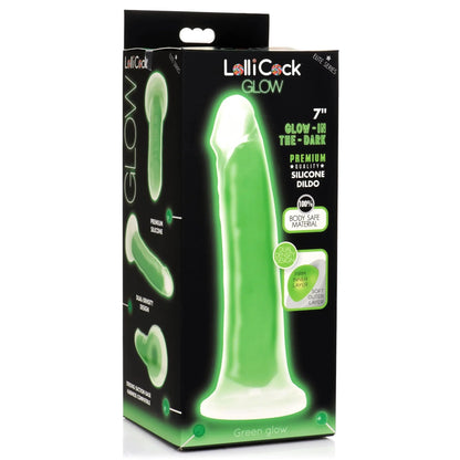 7 Inch Glow-in-the-Dark Silicone Dildo - Green  Suction Cup Dildos