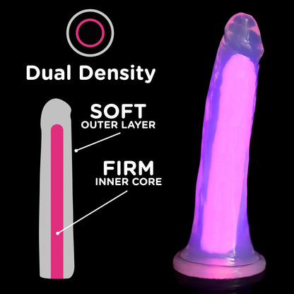 7 Inch Glow-in-the-Dark Silicone Dildo Sex Toy - Pink  Suction Cup Dildos